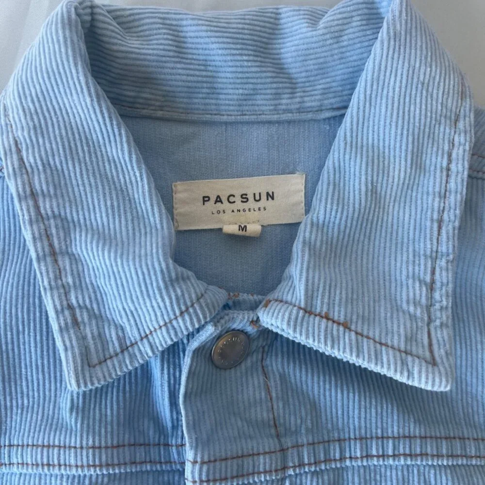 Pac Sun Corduroy Cropped Baby Blue Jacket Size Medium